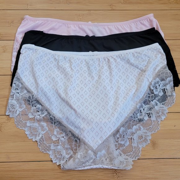 Rene Rofe Lingerie Women's Panty 3-pack Size L Lace Edge - Picture 3 of 10